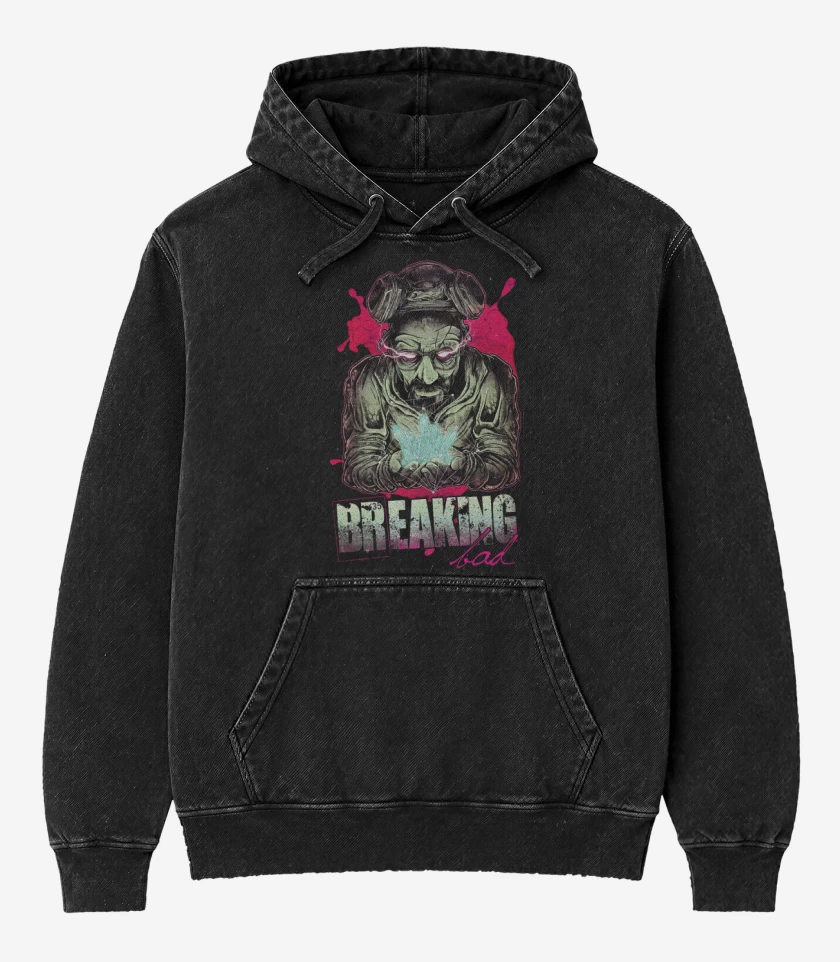 Poleron Canguro Acid Wash Negro de Breaking Trip