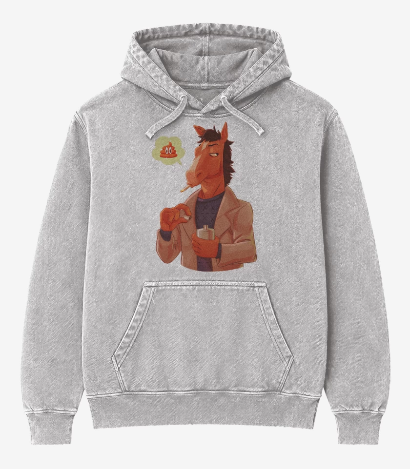 Poleron Canguro Acid Wash Gris Melange de BOJACK