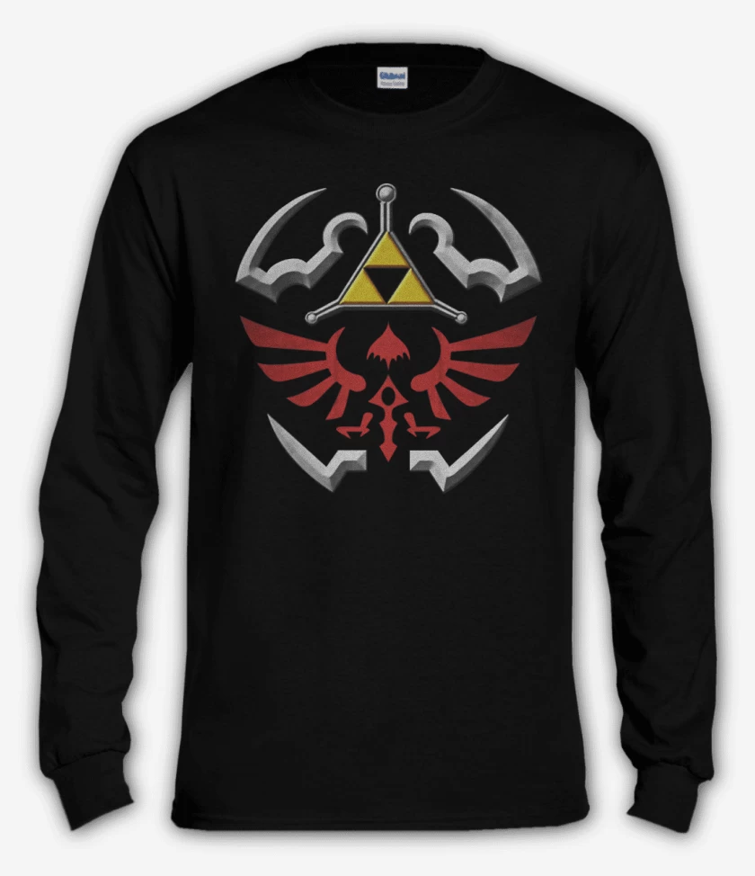 Polera manga larga Negro de hylian shield 2