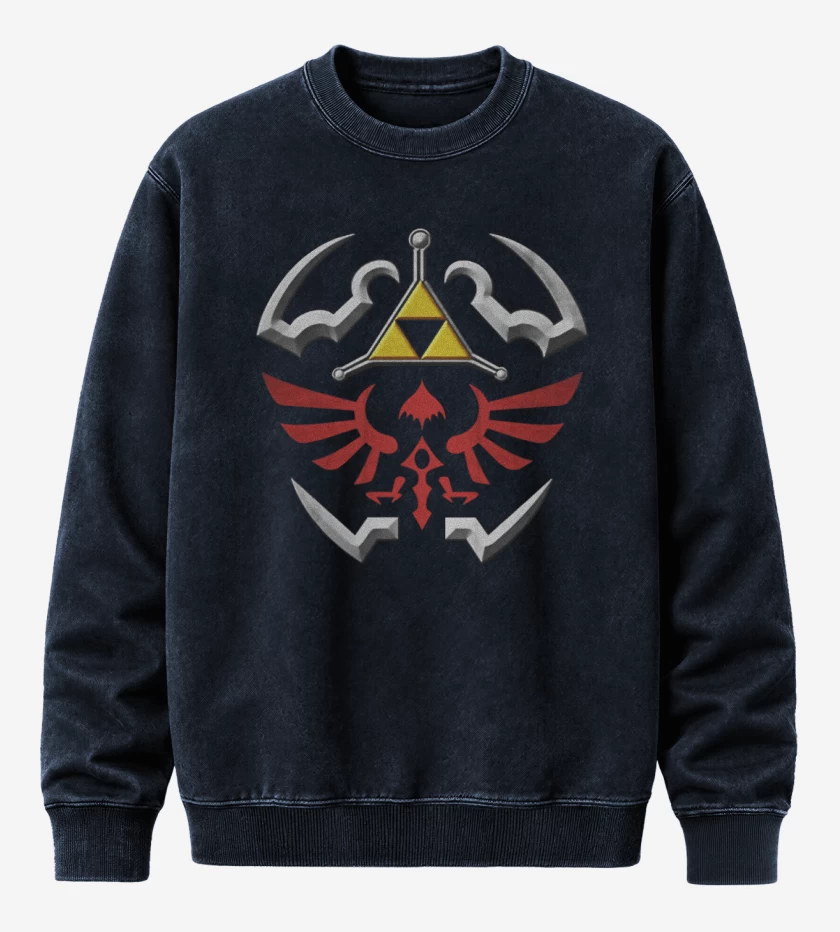Poleron Polo Acid Wash Azul Marino de hylian shield 2