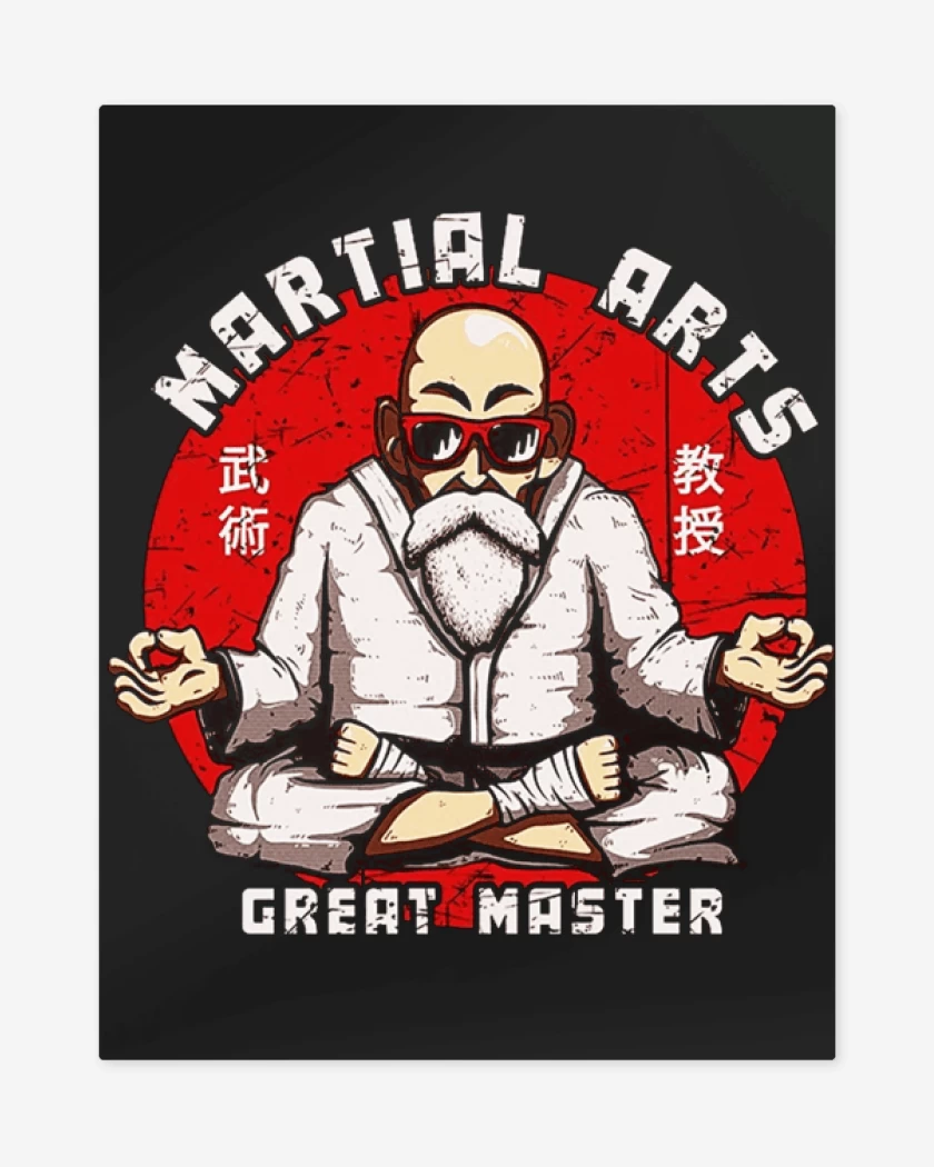 Print metalico Negro de Roshi martial arts