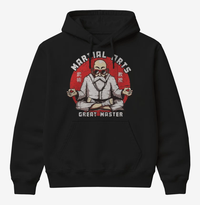 Poleron Canguro básico Negro de Roshi martial arts