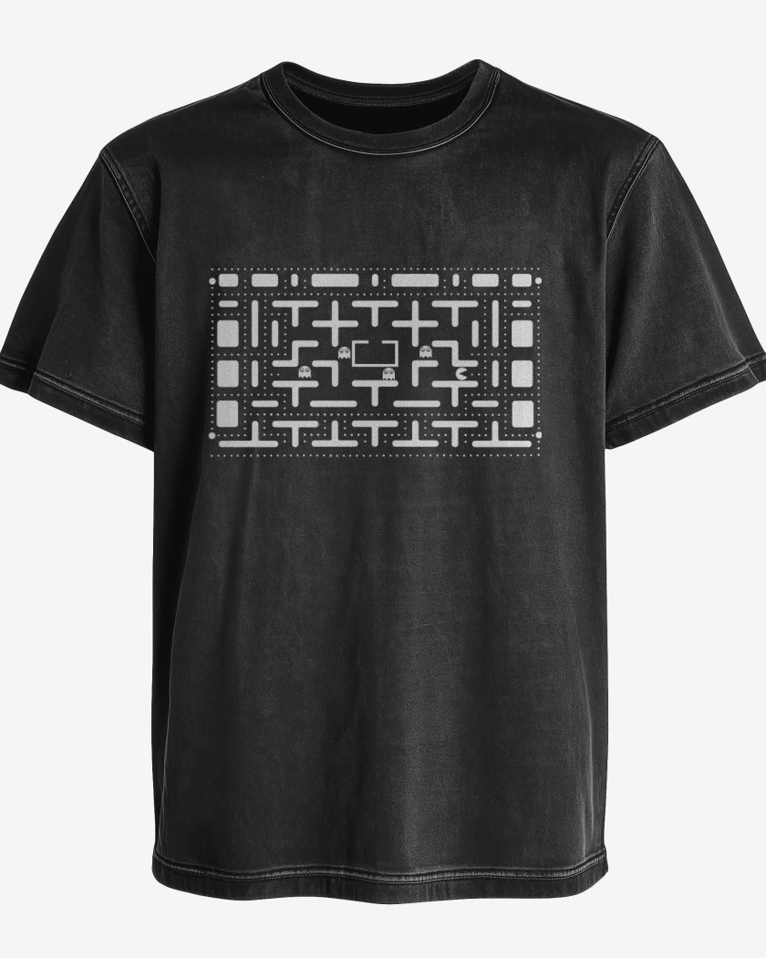Polera desgastada Negro de Pacman