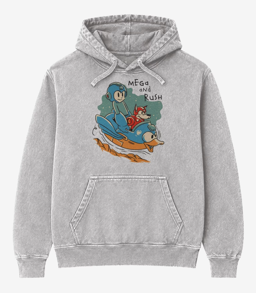 Poleron Canguro Acid Wash Gris Melange de mega and rush 