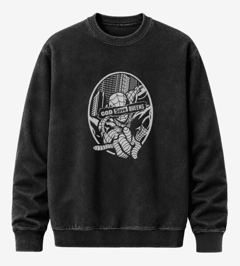 Poleron Polo Acid Wash Negro de Araña god save
