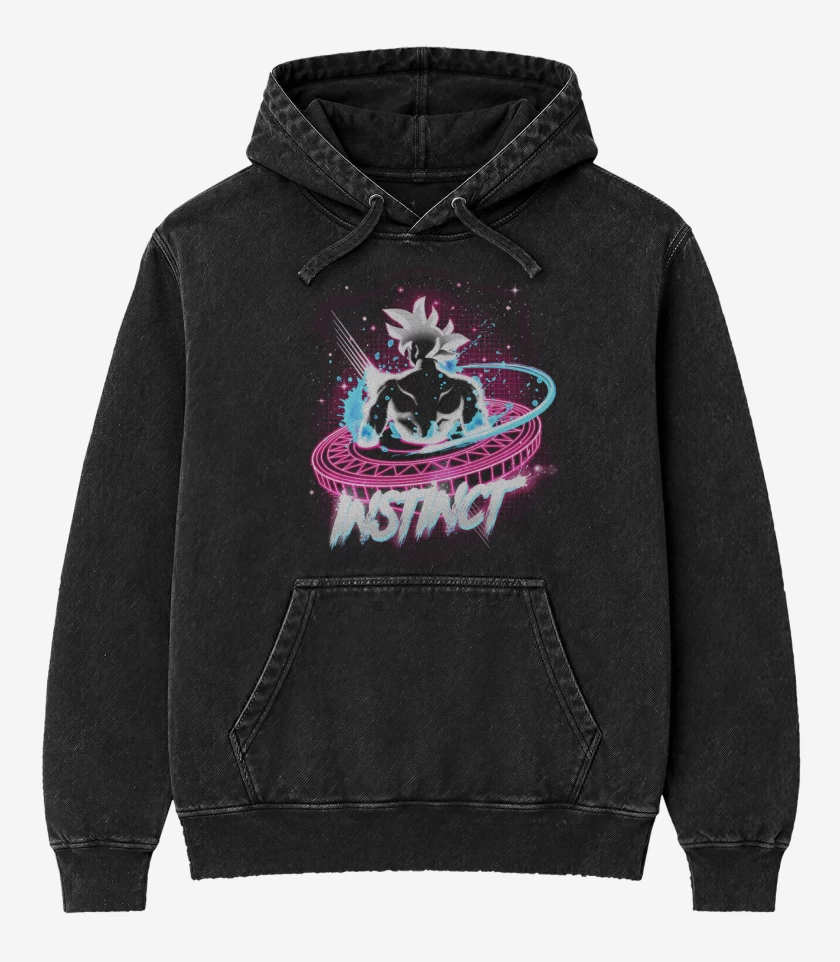 Poleron Canguro Acid Wash Negro de instinct