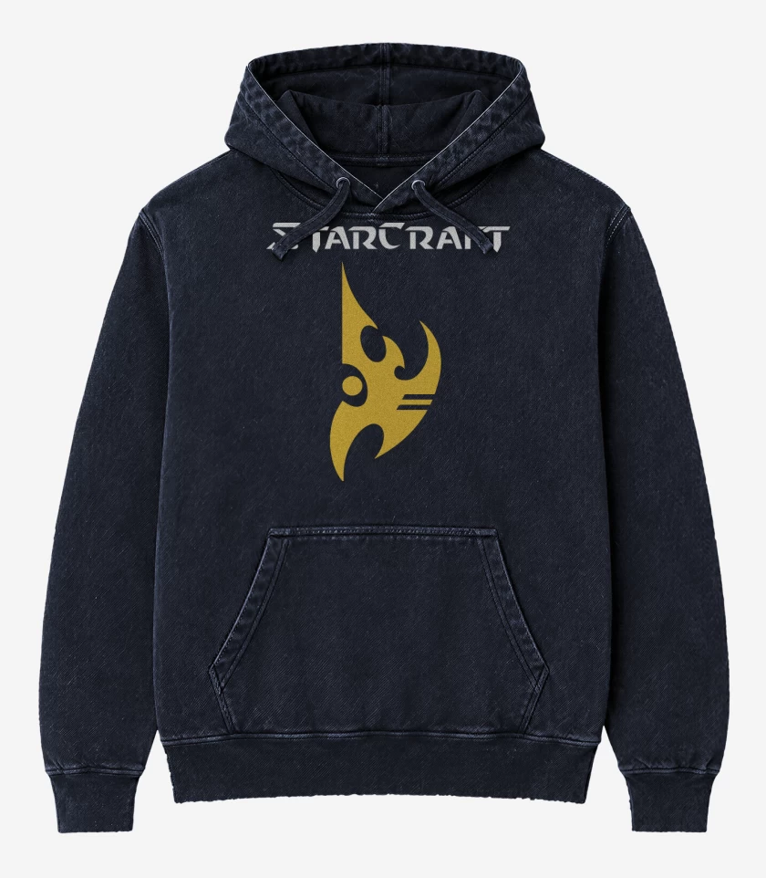 Poleron Canguro Acid Wash Azul Marino de StarCraft - Protoss