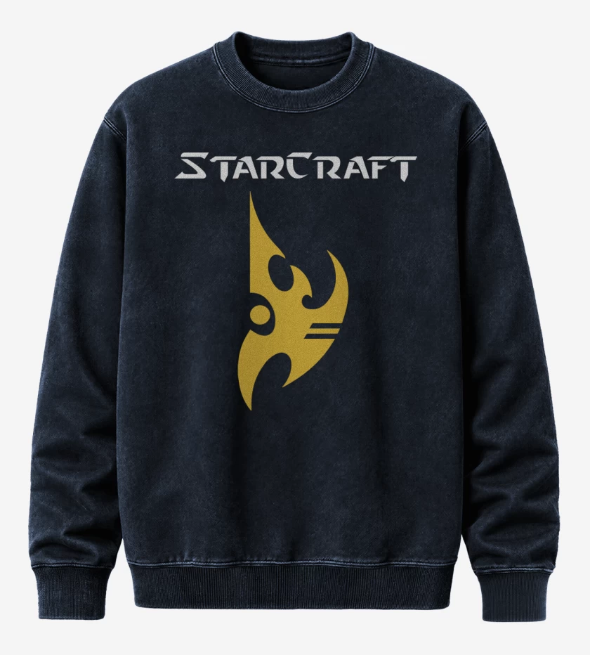 Poleron Polo Acid Wash Azul Marino de StarCraft - Protoss