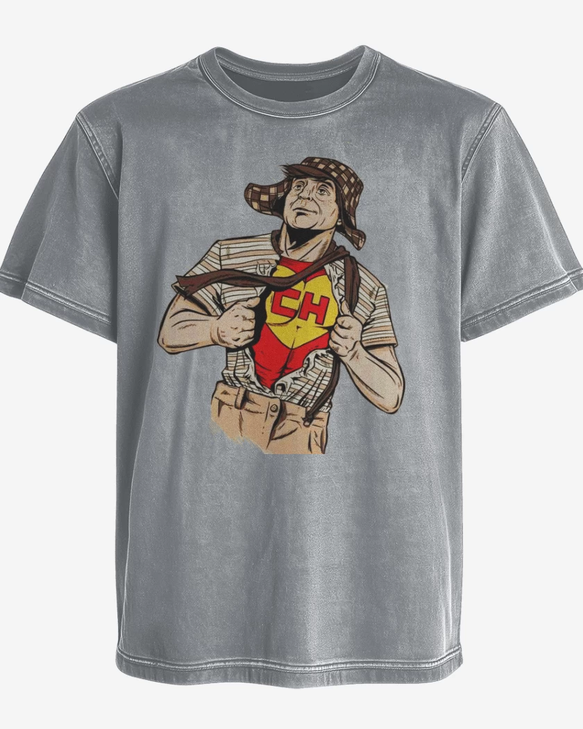Polera desgastada Gris Melange de Super Chavo