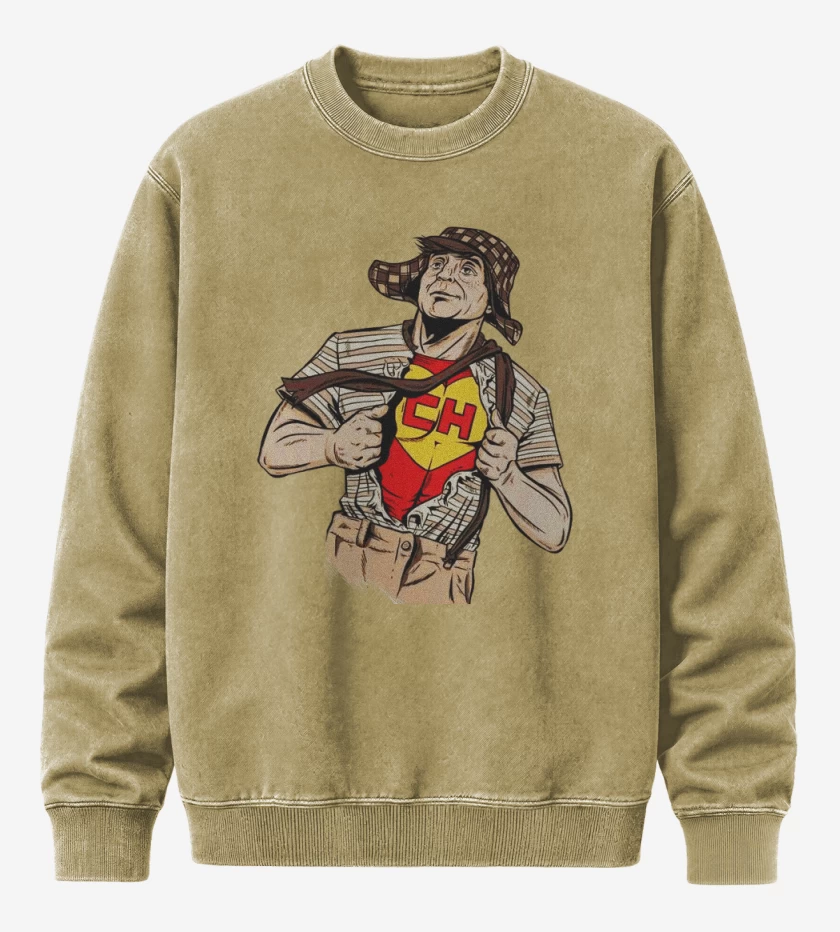Poleron Polo Acid Wash Beige de Super Chavo