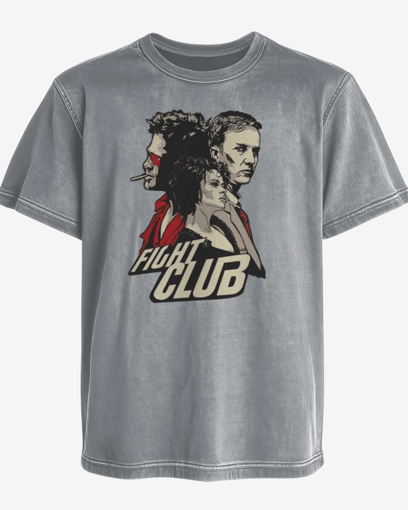 Polera desgastada Gris Melange de Fight Club