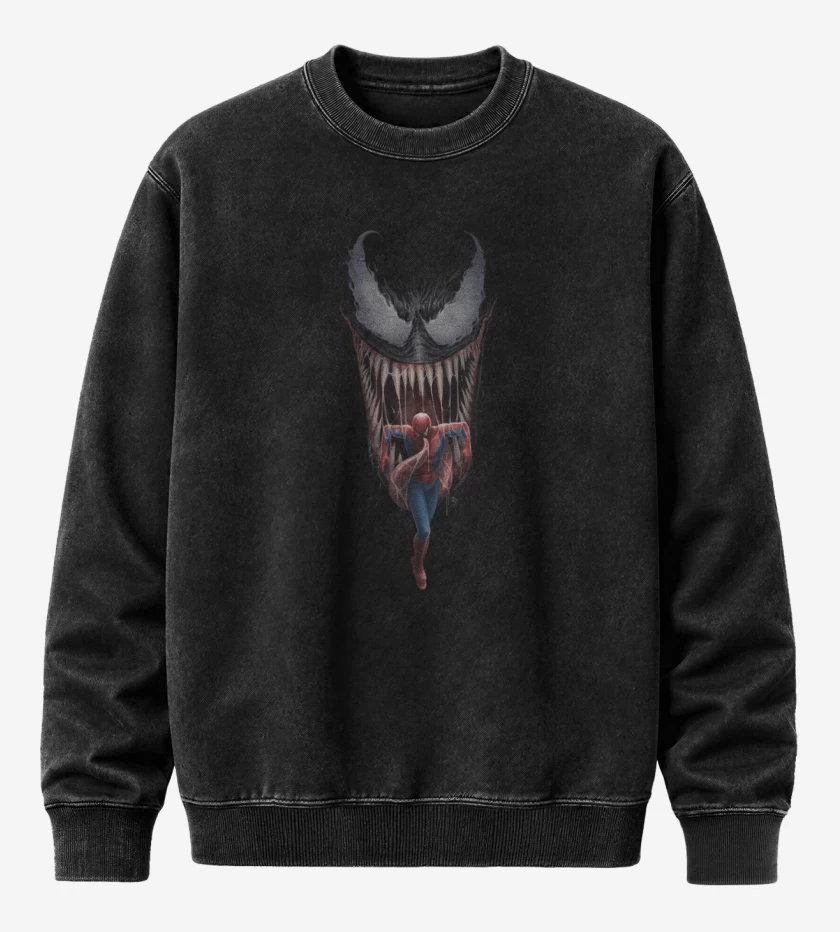 Poleron Polo Acid Wash Negro de Vemeno araña