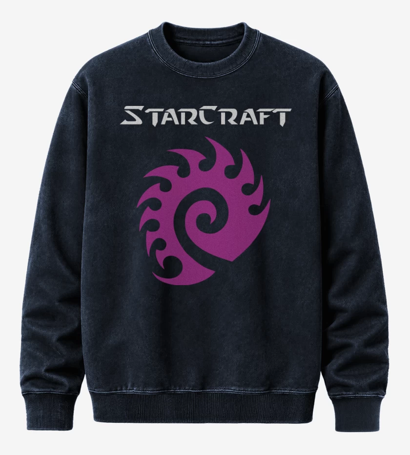Poleron Polo Acid Wash Azul Marino de StarCraft - Zerg