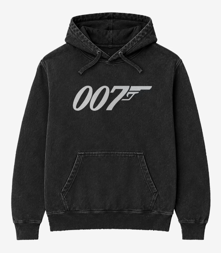 Poleron Canguro Acid Wash Negro de 007