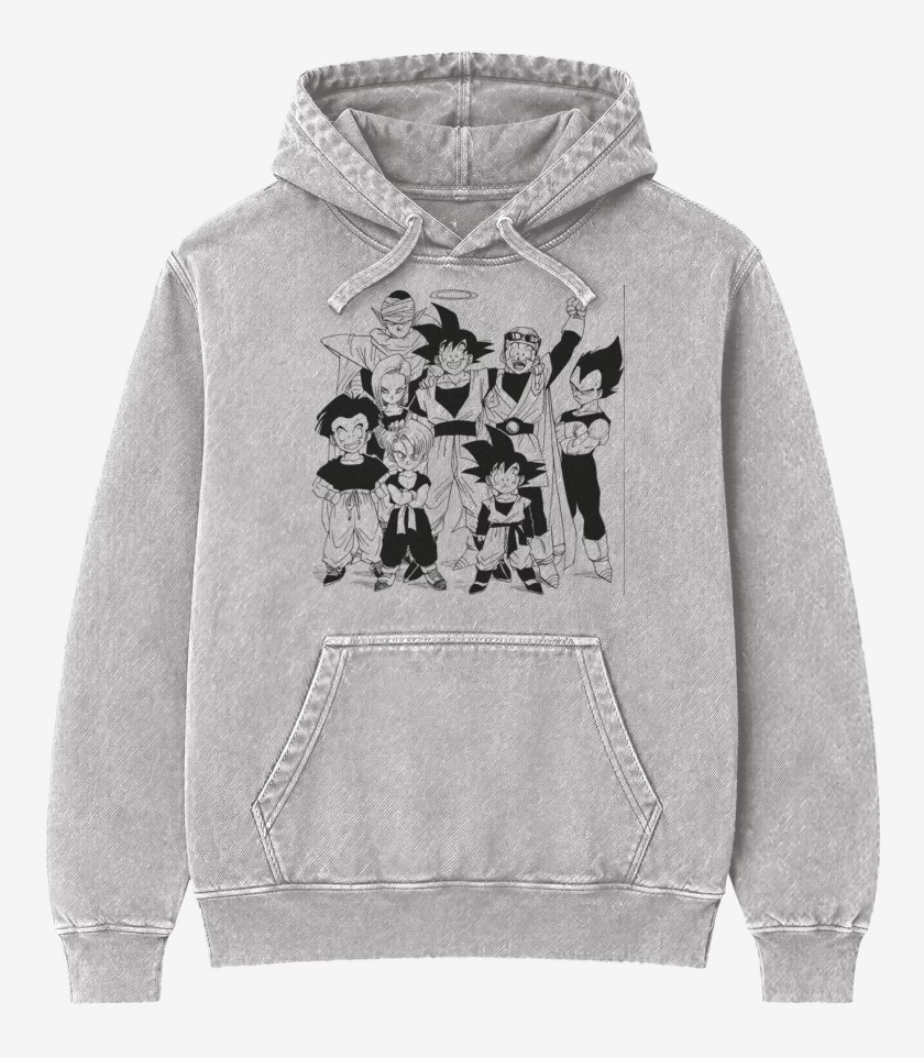 Poleron Canguro Acid Wash Gris Melange de Guerreros Z