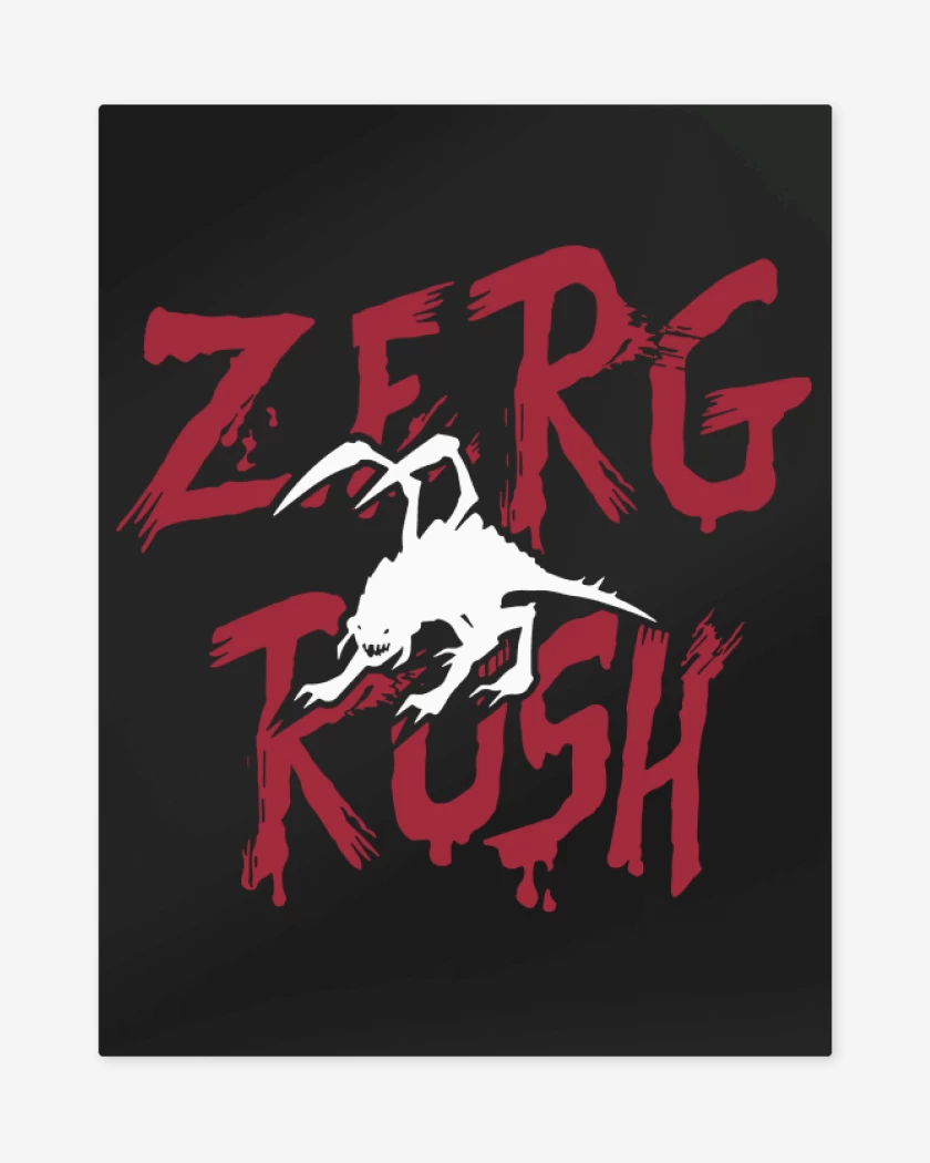 Print metalico Negro de StarCraft - Zerg Rush