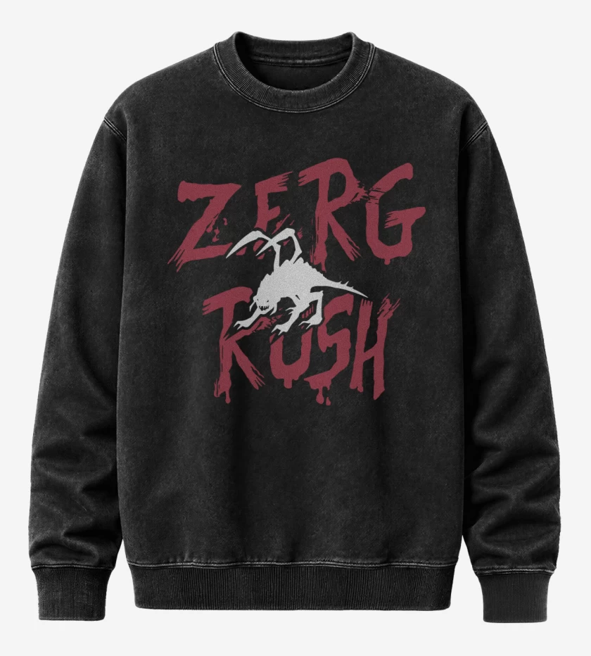 Poleron Polo Acid Wash Negro de StarCraft - Zerg Rush