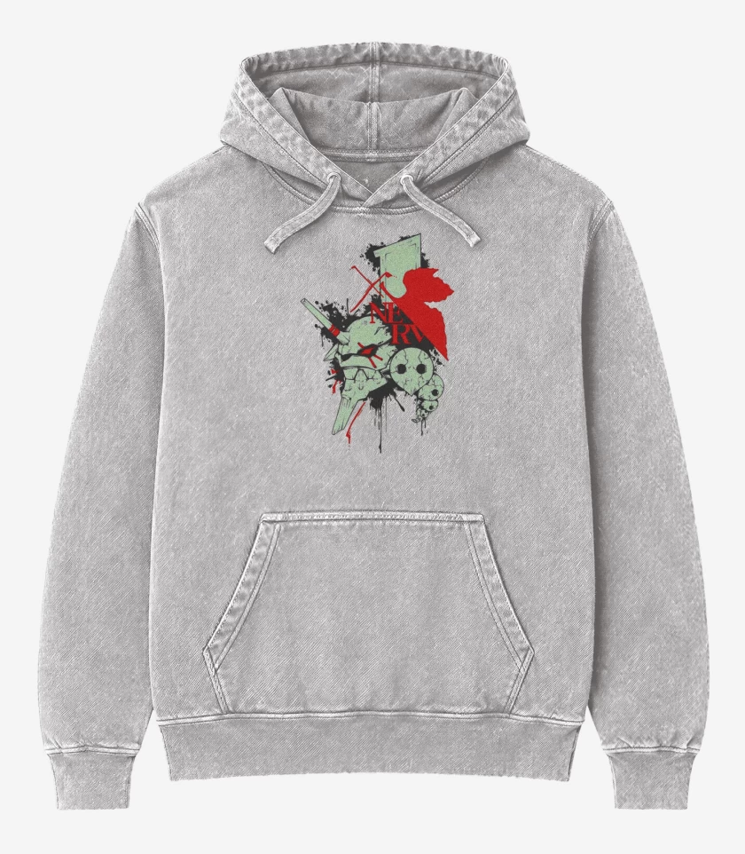 Poleron Canguro Acid Wash Gris Melange de Nerv Eva
