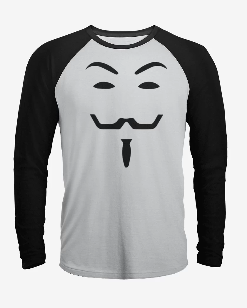 Polera Raglan Blanco / Negro de V máscara