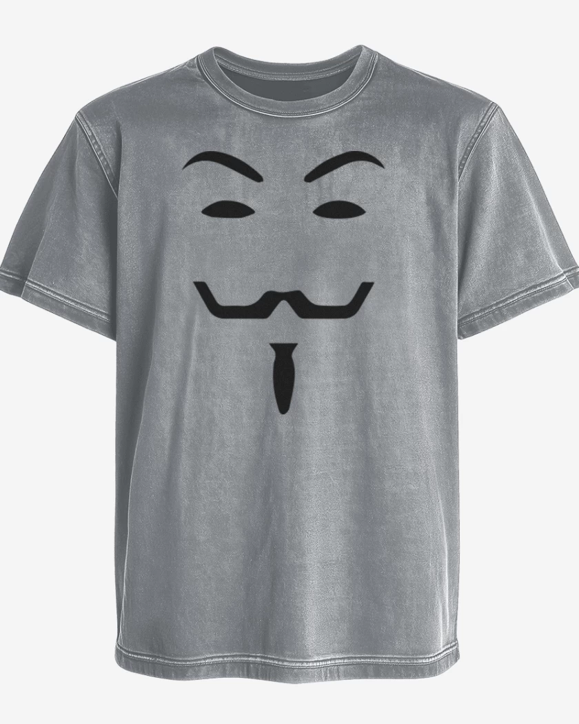 Polera desgastada Gris Melange de V máscara