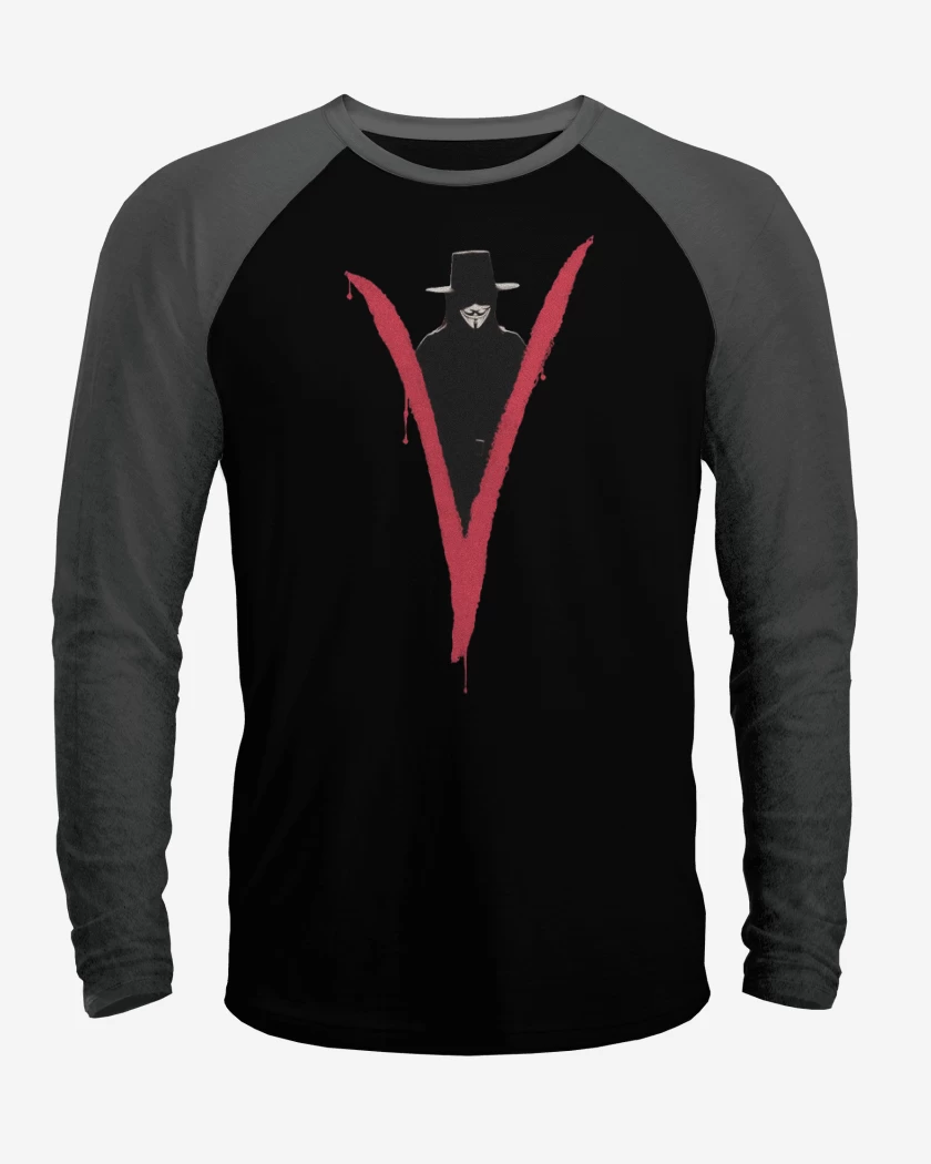 Polera Raglan Negro / Negro Heather de V Vendetta