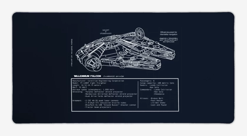 Mouse pad Gamer Azul Marino de Halcón milenario 2