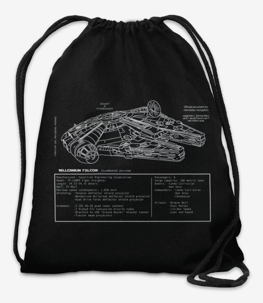 Mochila Negro de Halcón milenario 2