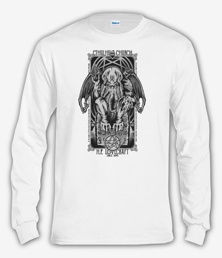 Polera manga larga Blanco de Cthulhu 4
