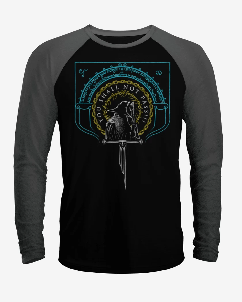 Polera Raglan Negro / Negro Heather de You Shall Not Pass