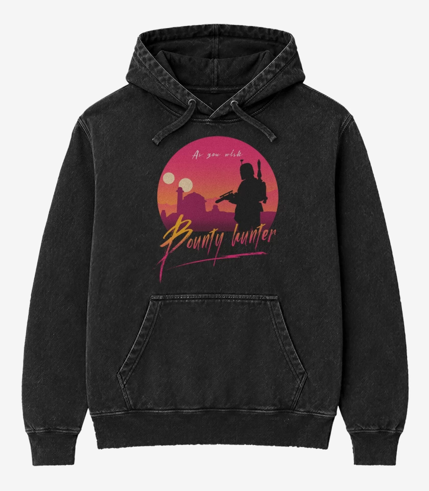 Poleron Canguro Acid Wash Negro de Boba Fett 4
