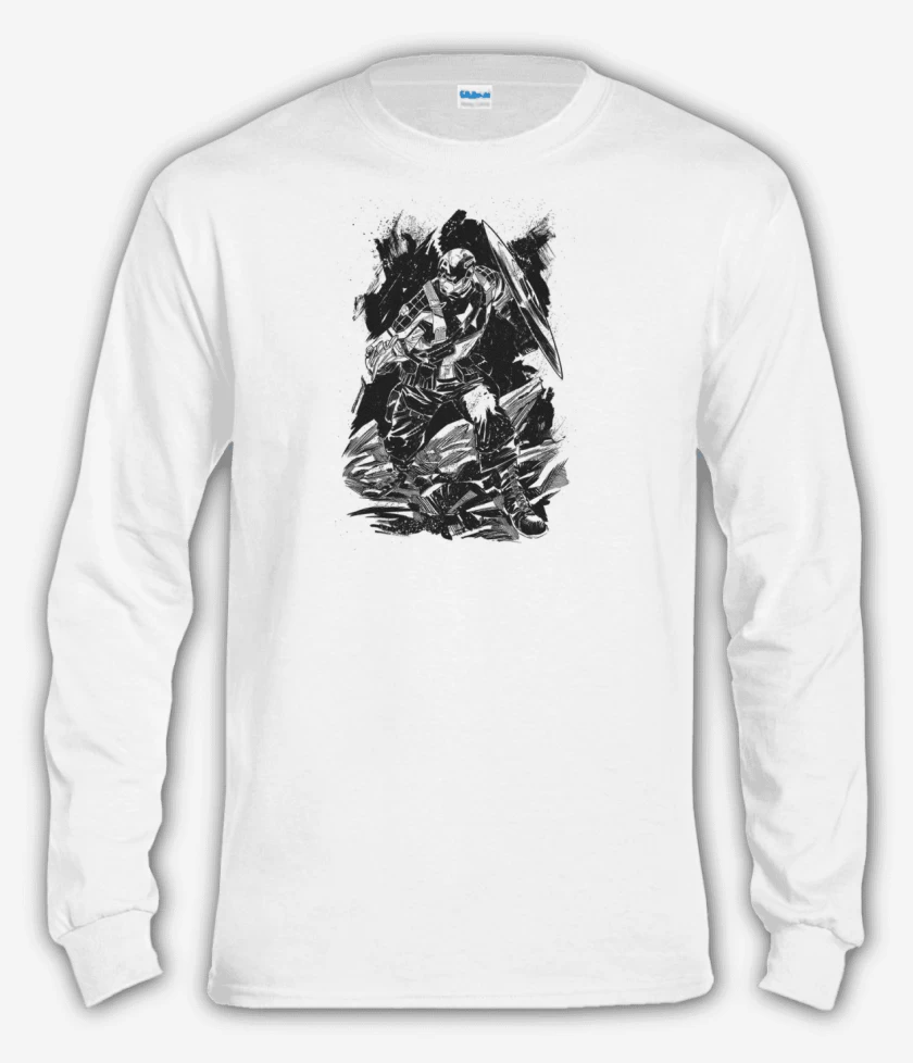 Polera manga larga Blanco de Capitan america 4