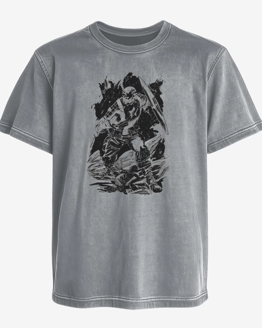 Polera desgastada Gris Melange de Capitan america 4