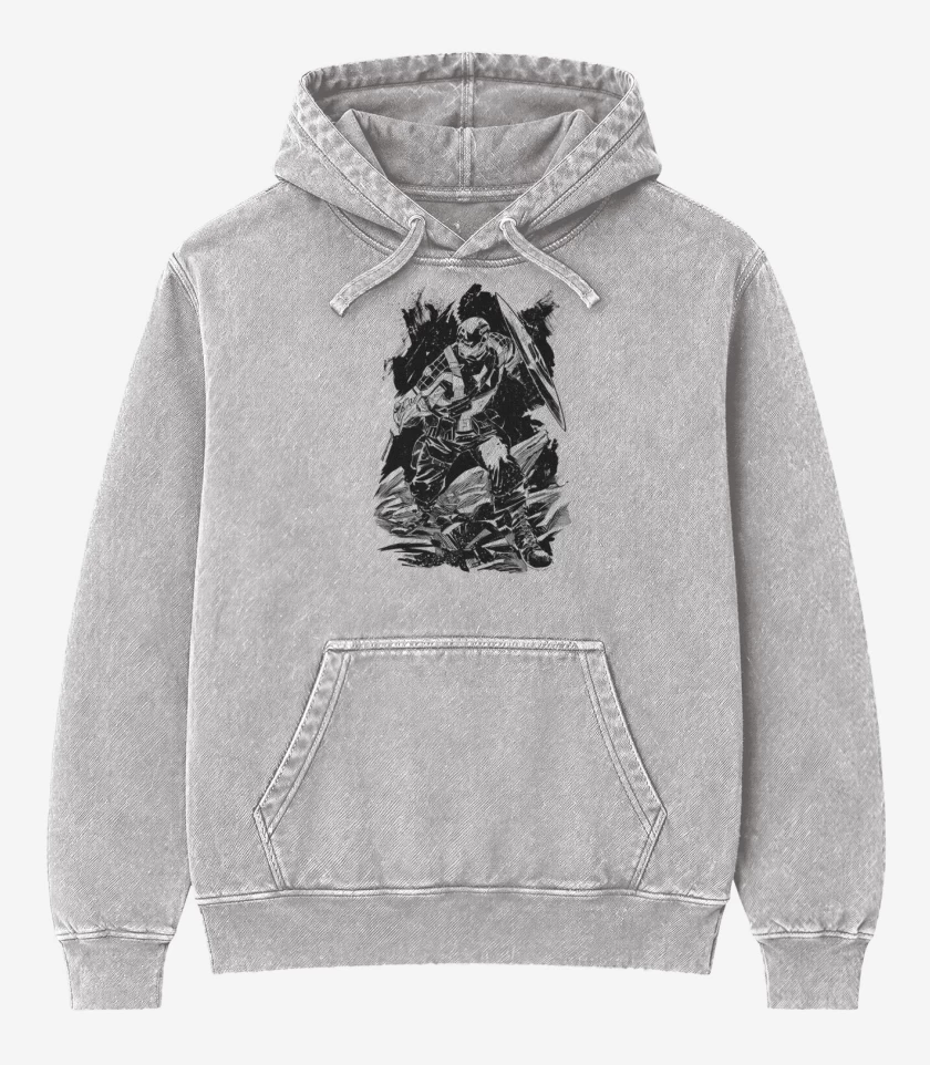 Poleron Canguro Acid Wash Gris Melange de Capitan america 4