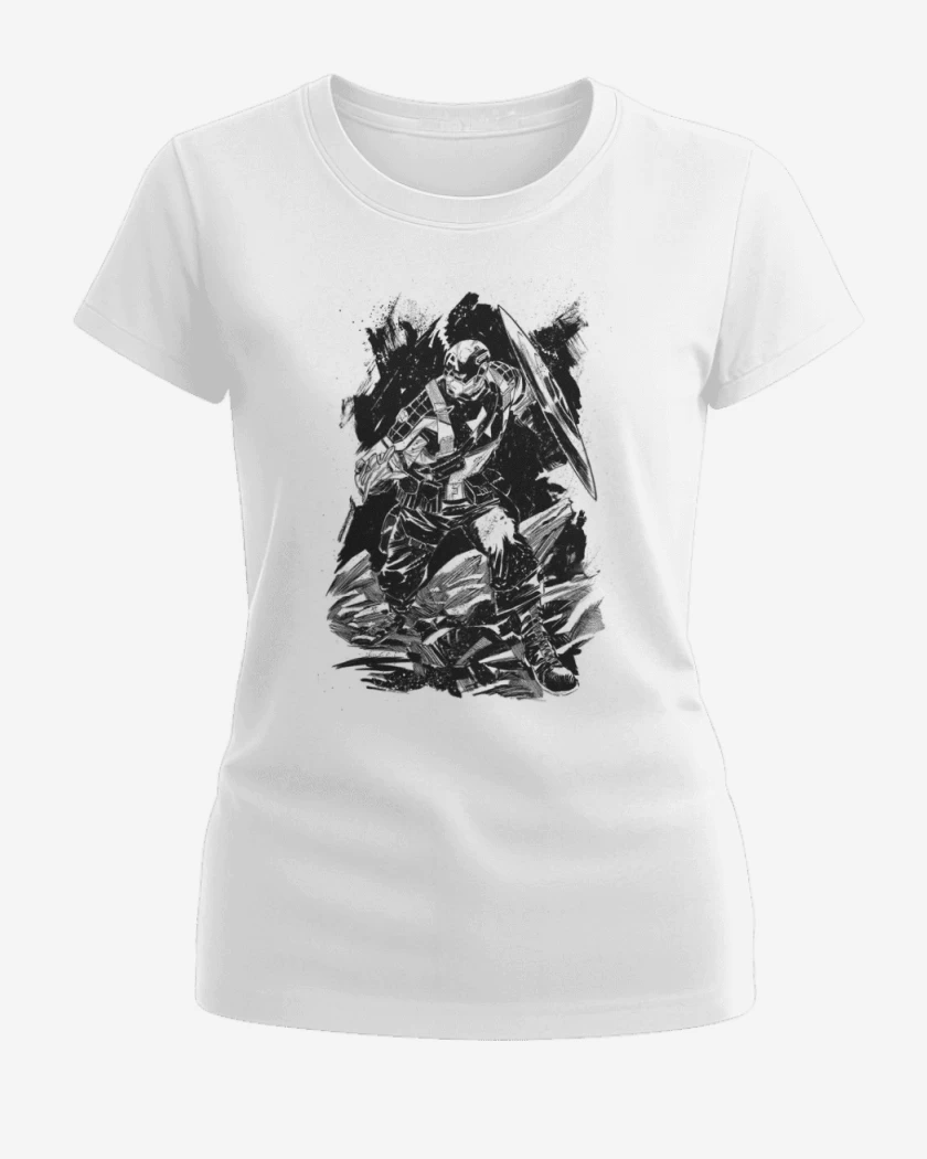 Polera de Mujer Blanco de Capitan america 4