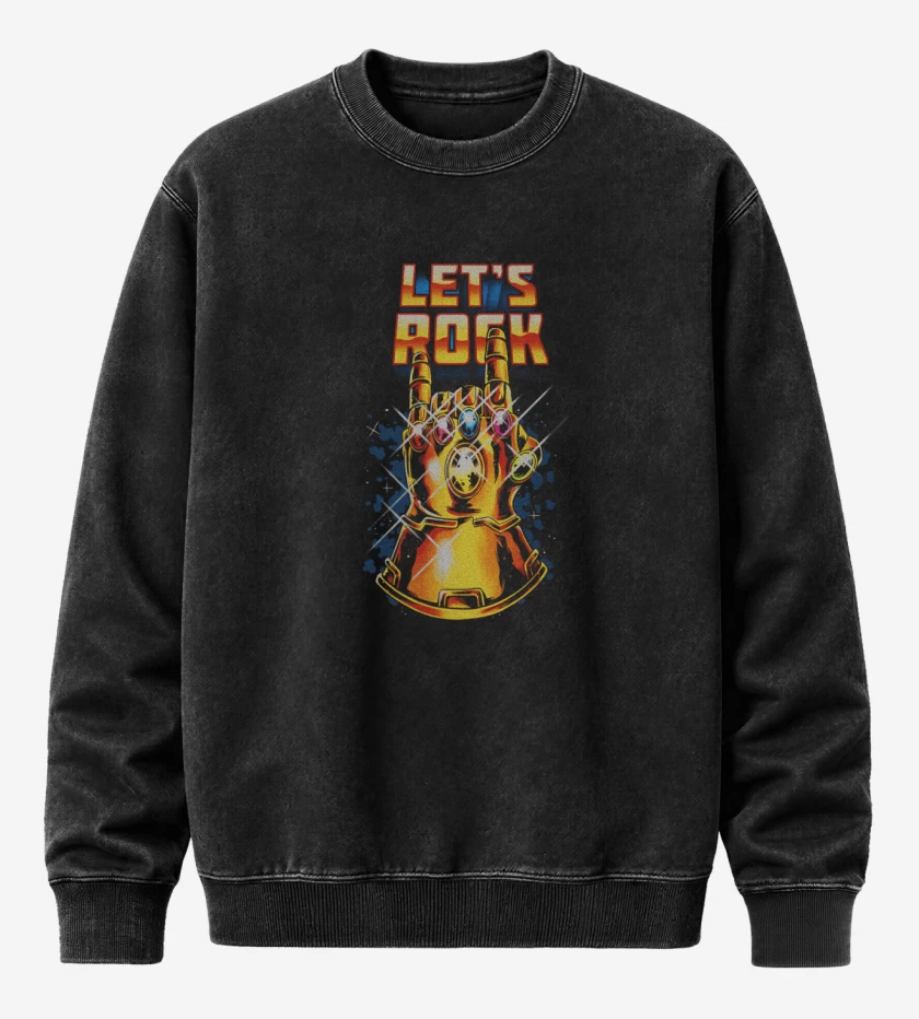 Poleron Polo Acid Wash Negro de Lets rock