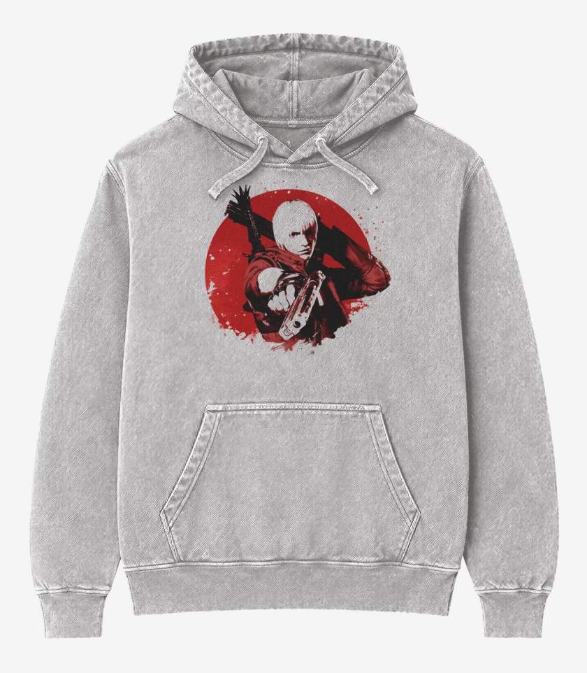 Poleron Canguro Acid Wash Gris Melange de Dante 