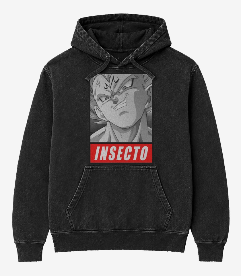 Poleron Canguro Acid Wash Negro de Insecto 2