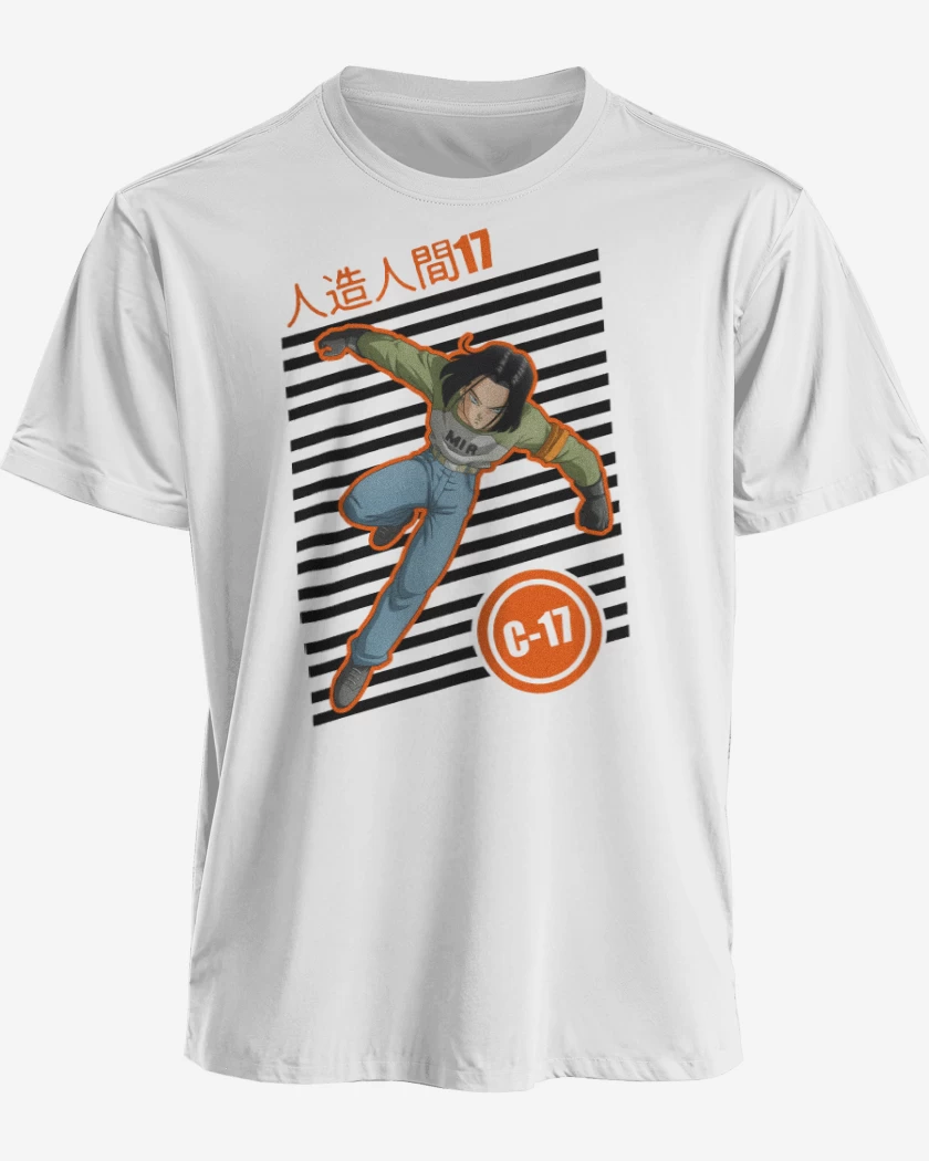 Polera premium Blanco de Campeon androide 17