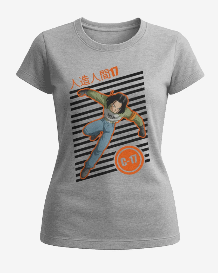 Polera de Mujer Gris Melange de Campeon androide 17