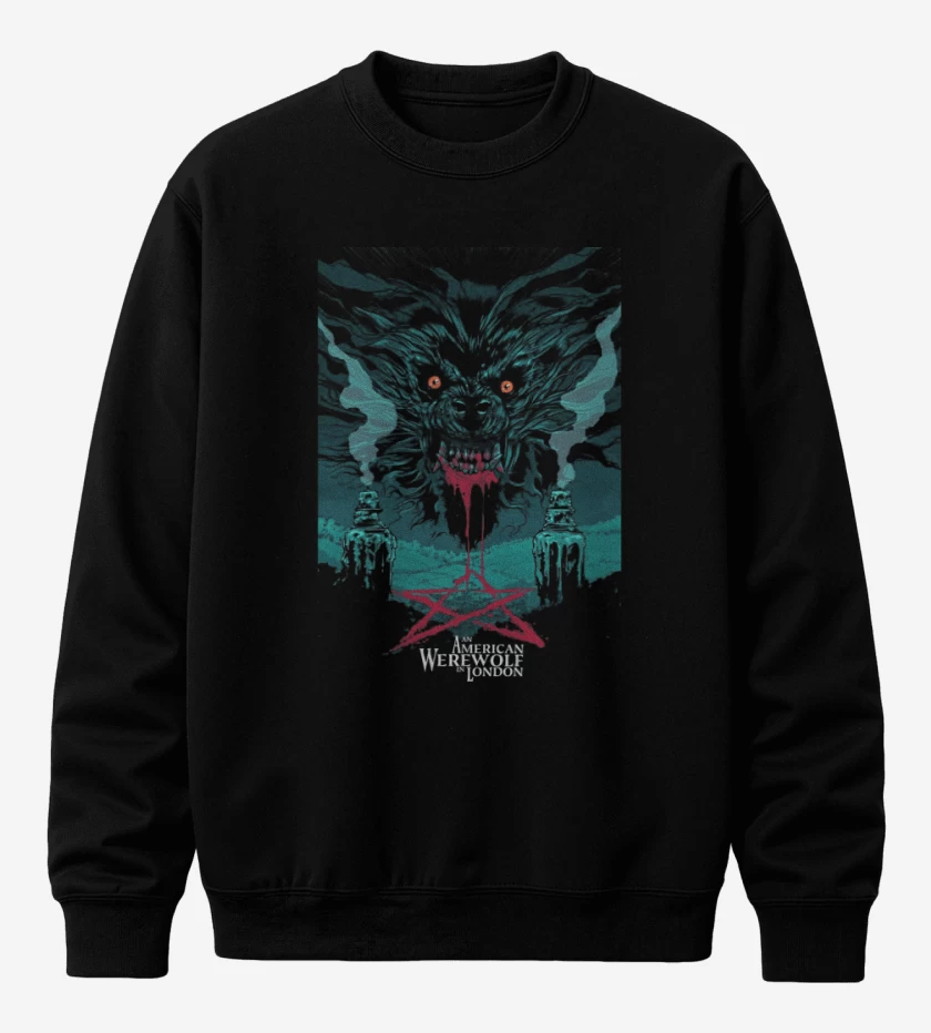 Poleron polo Negro de Hombre lobo americano en londres