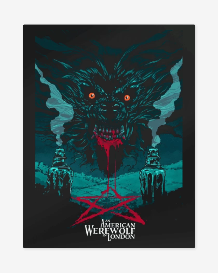 Print metalico Negro de Hombre lobo americano en londres