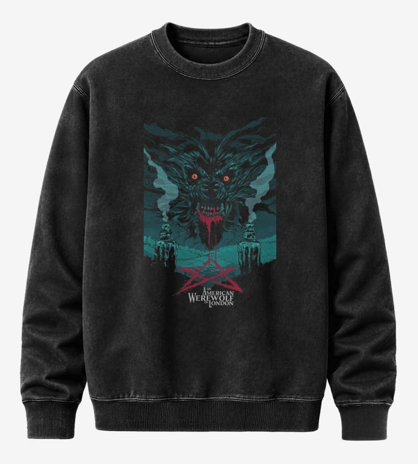 Poleron Polo Acid Wash Negro de Hombre lobo americano en londres