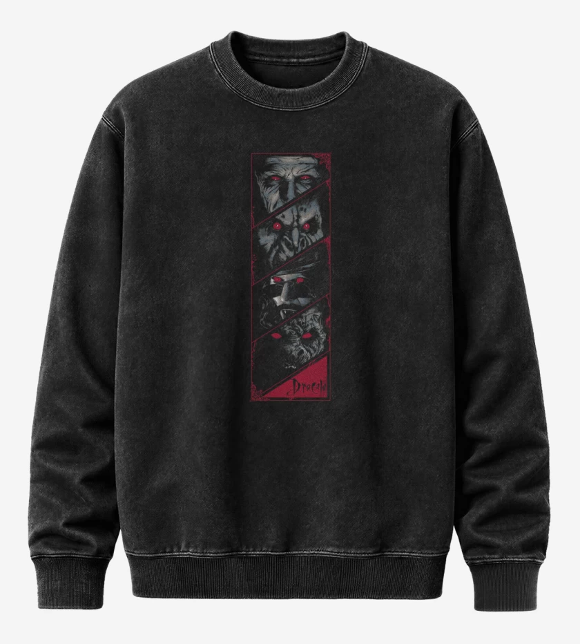 Poleron Polo Acid Wash Negro de Dracula bram stoker