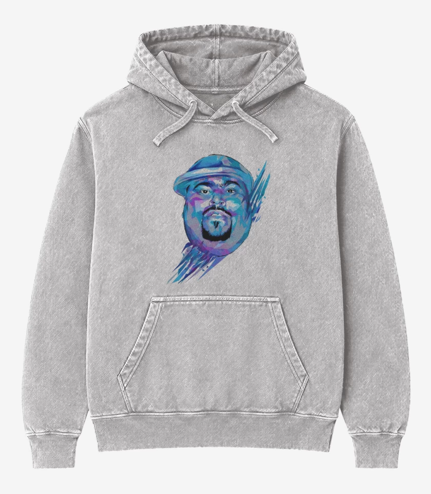 Poleron Canguro Acid Wash Gris Melange de BIG PUN