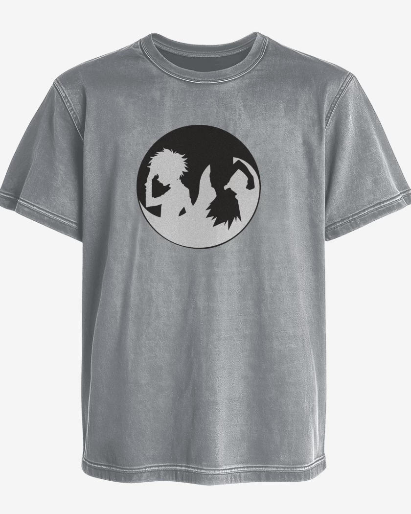 Polera desgastada Gris Melange de Hunter x yin yang