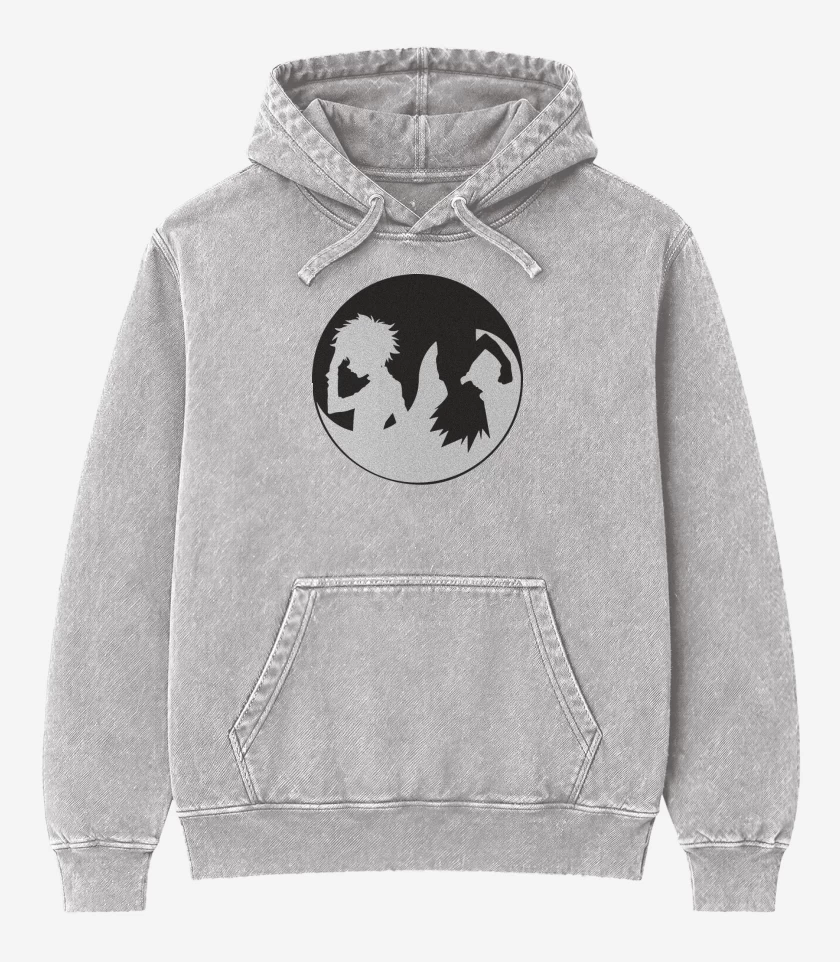 Poleron Canguro Acid Wash Gris Melange de Hunter x yin yang