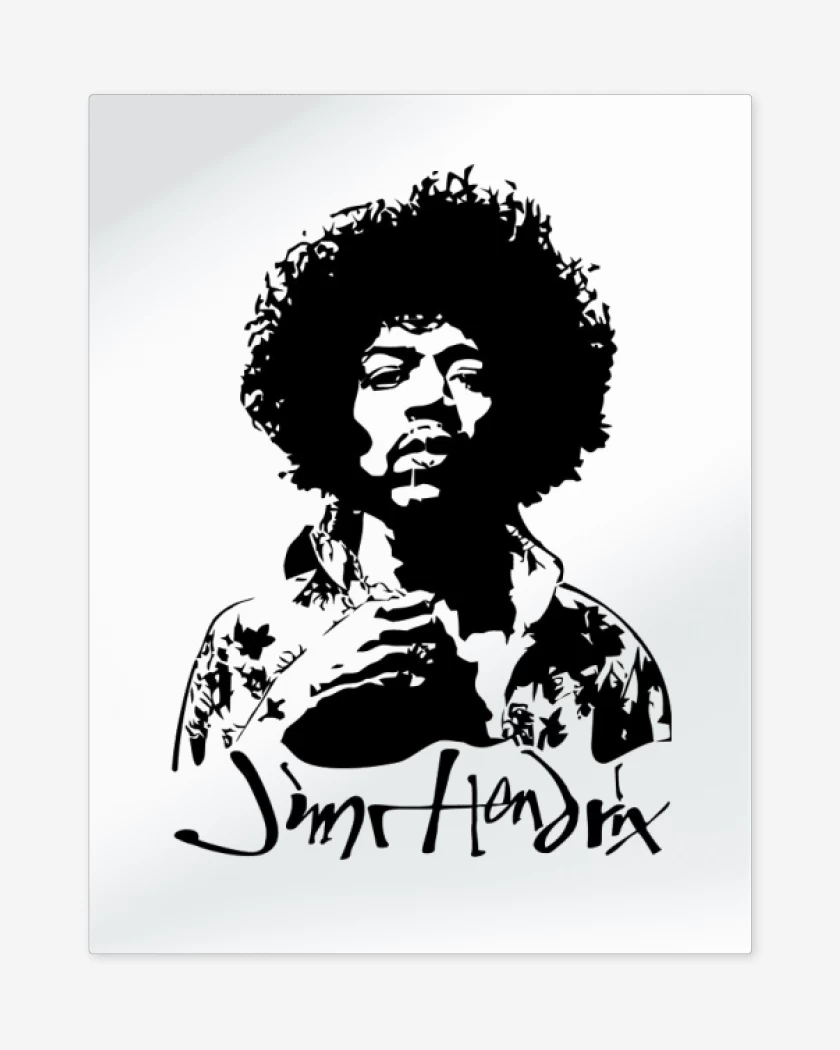 Print metalico Blanco de Jimi hendrix
