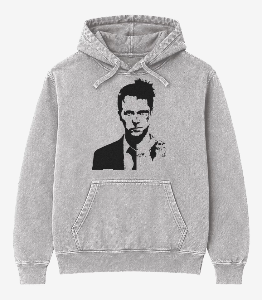Poleron Canguro Acid Wash Gris Melange de Narrador & Tyler