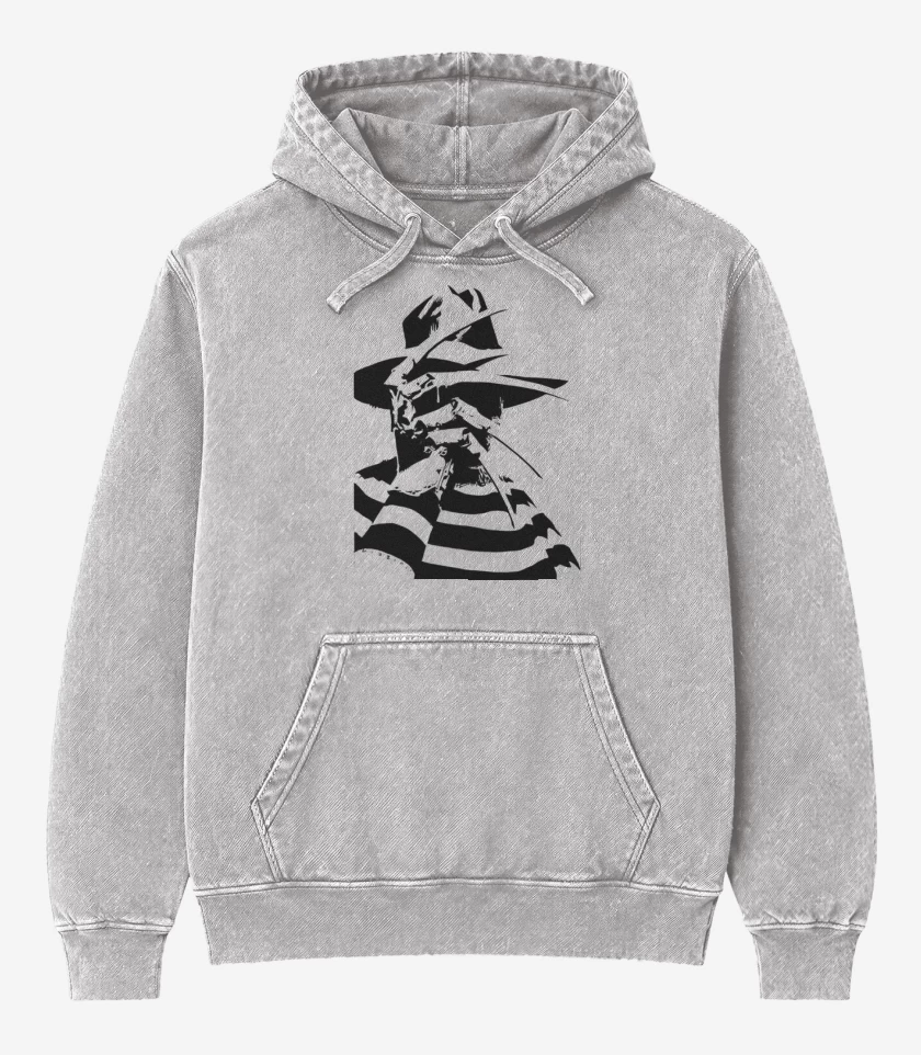 Poleron Canguro Acid Wash Gris Melange de Freddy Krueger