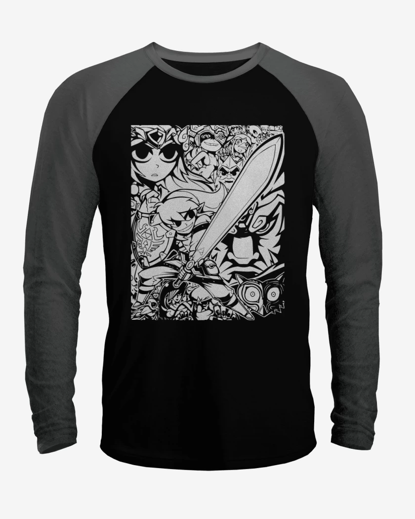 Polera Raglan Negro / Negro Heather de Zelda - Personajes